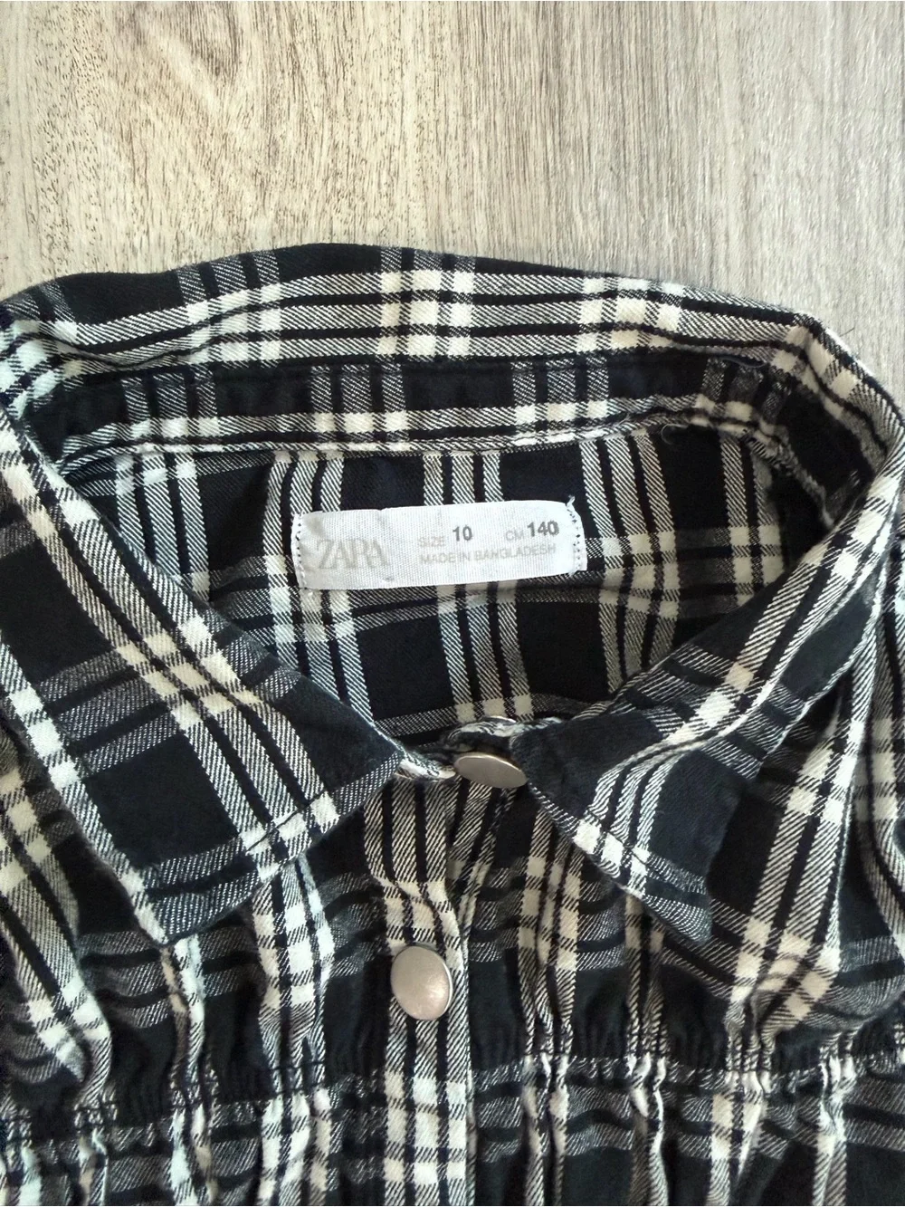 Zara Black and White Plaid Smocked Dress